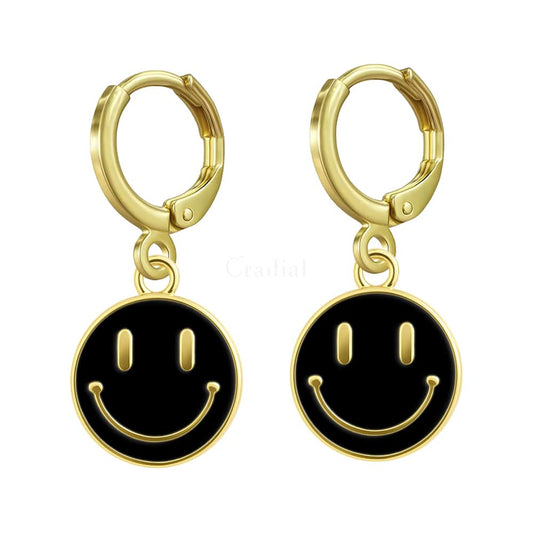 Black Smiley Earrings