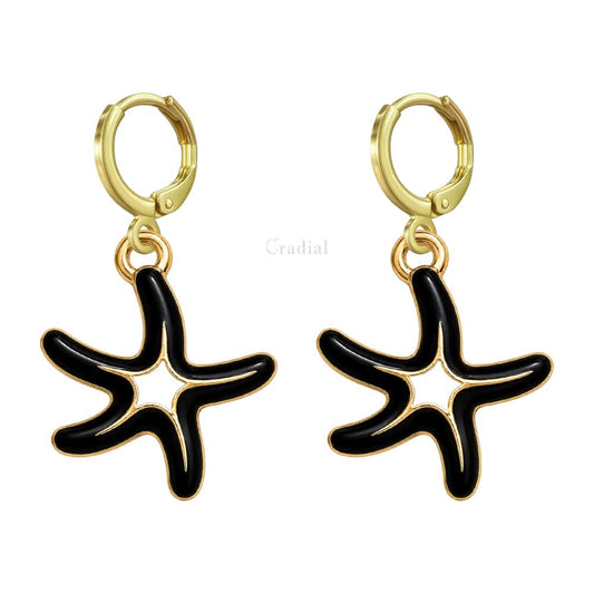 Black Star Fish Earrings