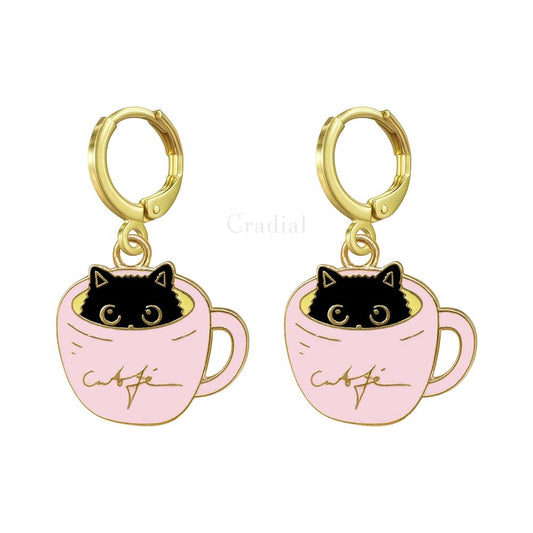 Cat In A Cup Earrings