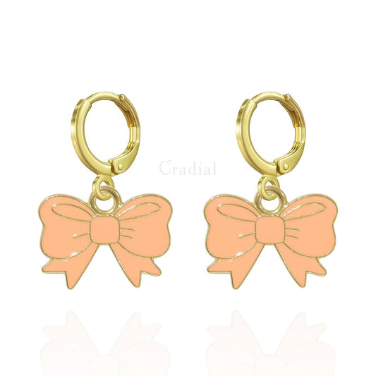 Peach Bow Earrings