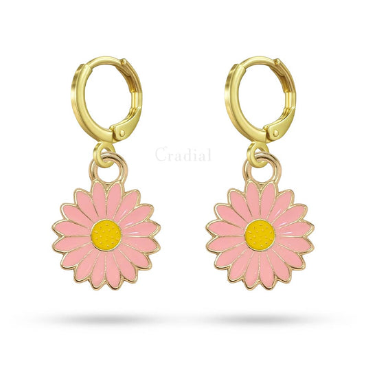 Pink Daisy Earrings