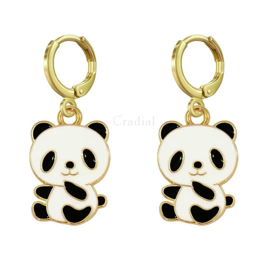 Round Panda Earrings