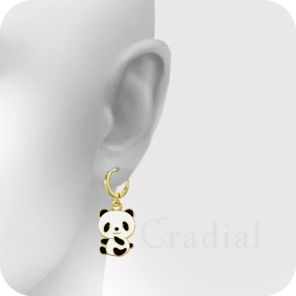 Round Panda Earrings