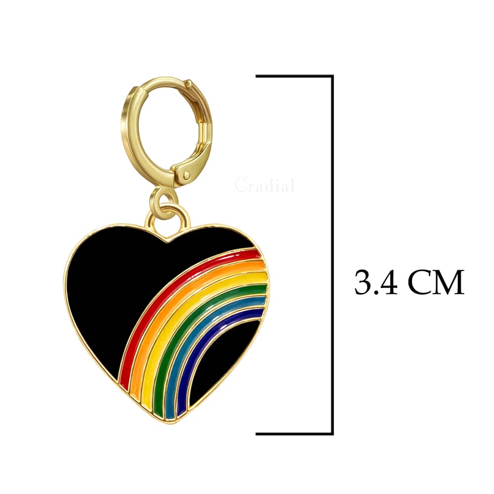 Black Rainbow Heart Earrings