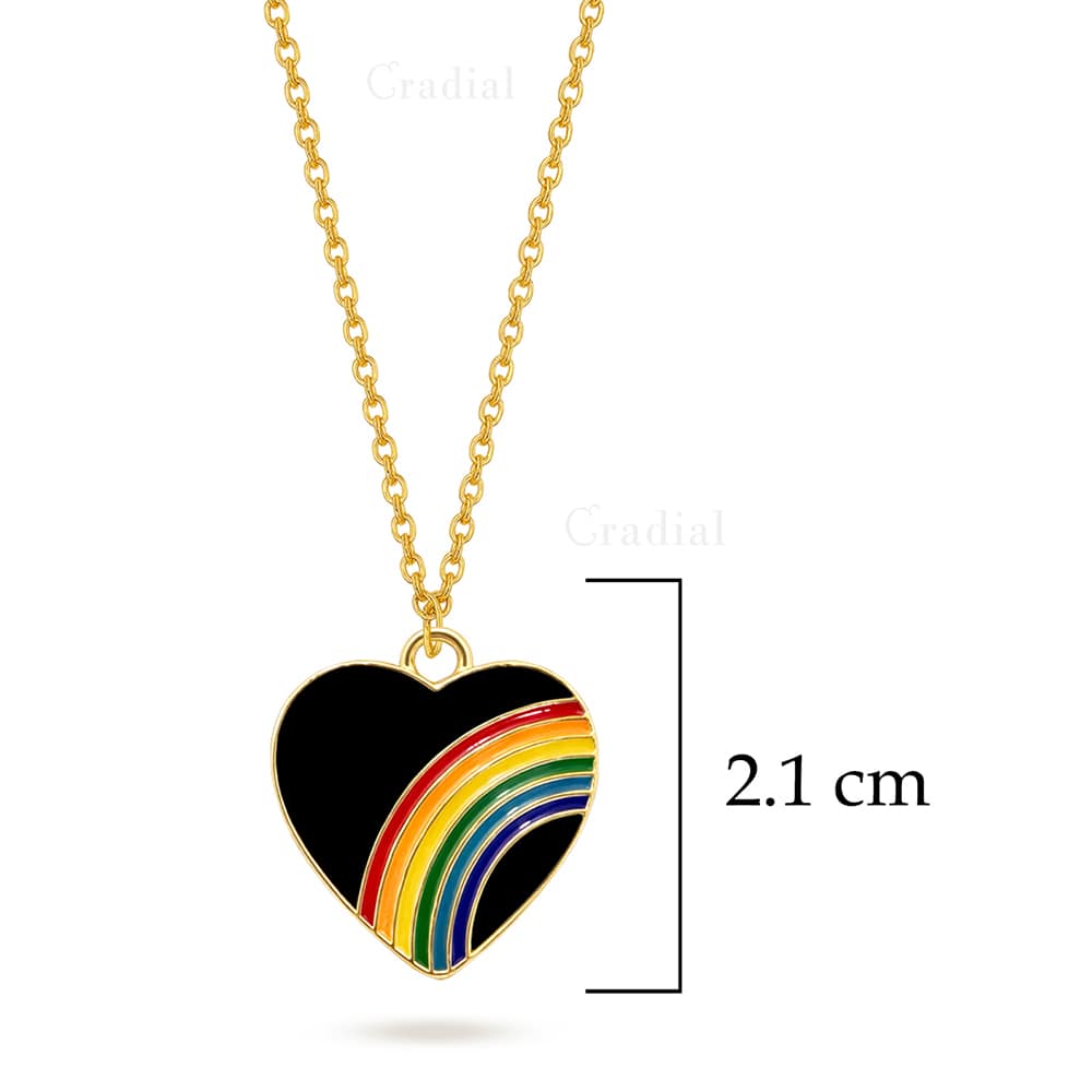 Black Rainbow Heart Necklace