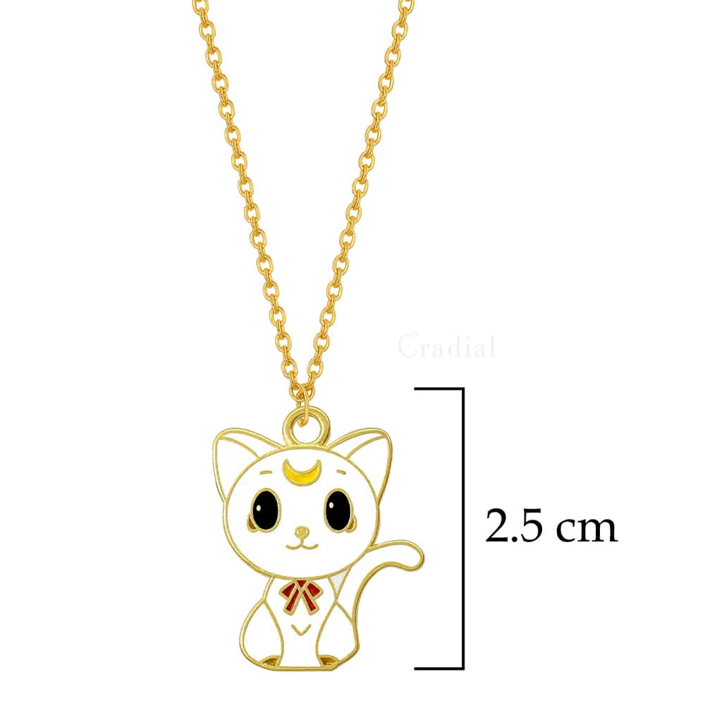 White Cat Moon Necklace