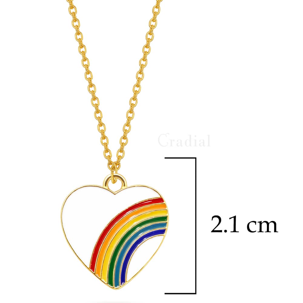 White Rainbow Heart Necklace