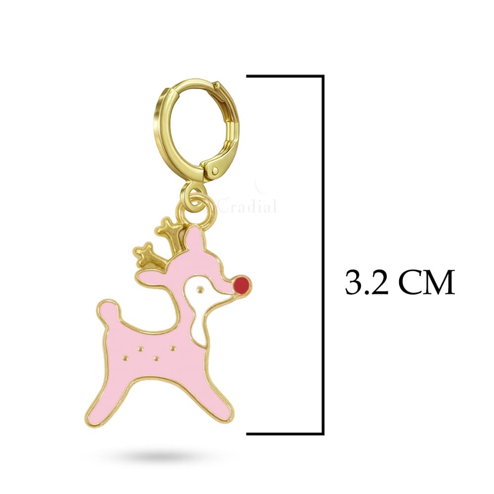 Pink Raindeer Earrings