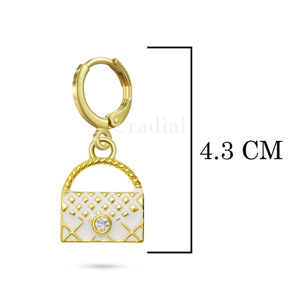 White Handbag Earrings