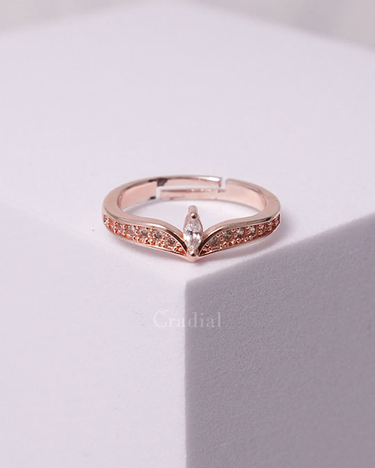 V Crown Rose Gold Ring
