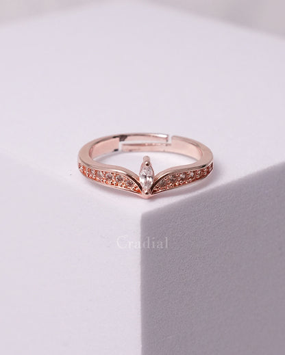 V Crown Rose Gold Ring