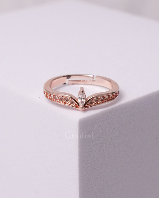 V Crown Rose Gold Ring