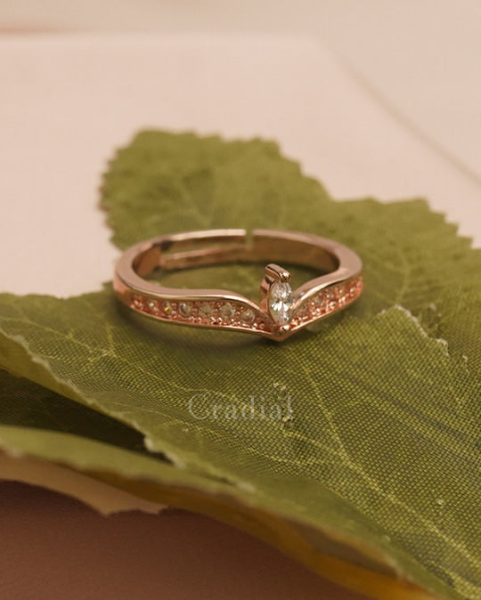 V Crown Rose Gold Ring