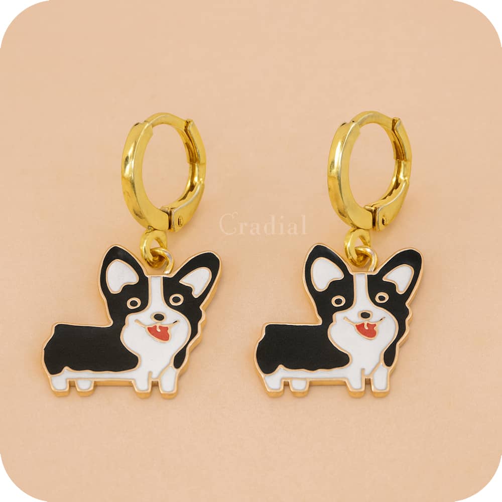 Black And White Dog Earrings