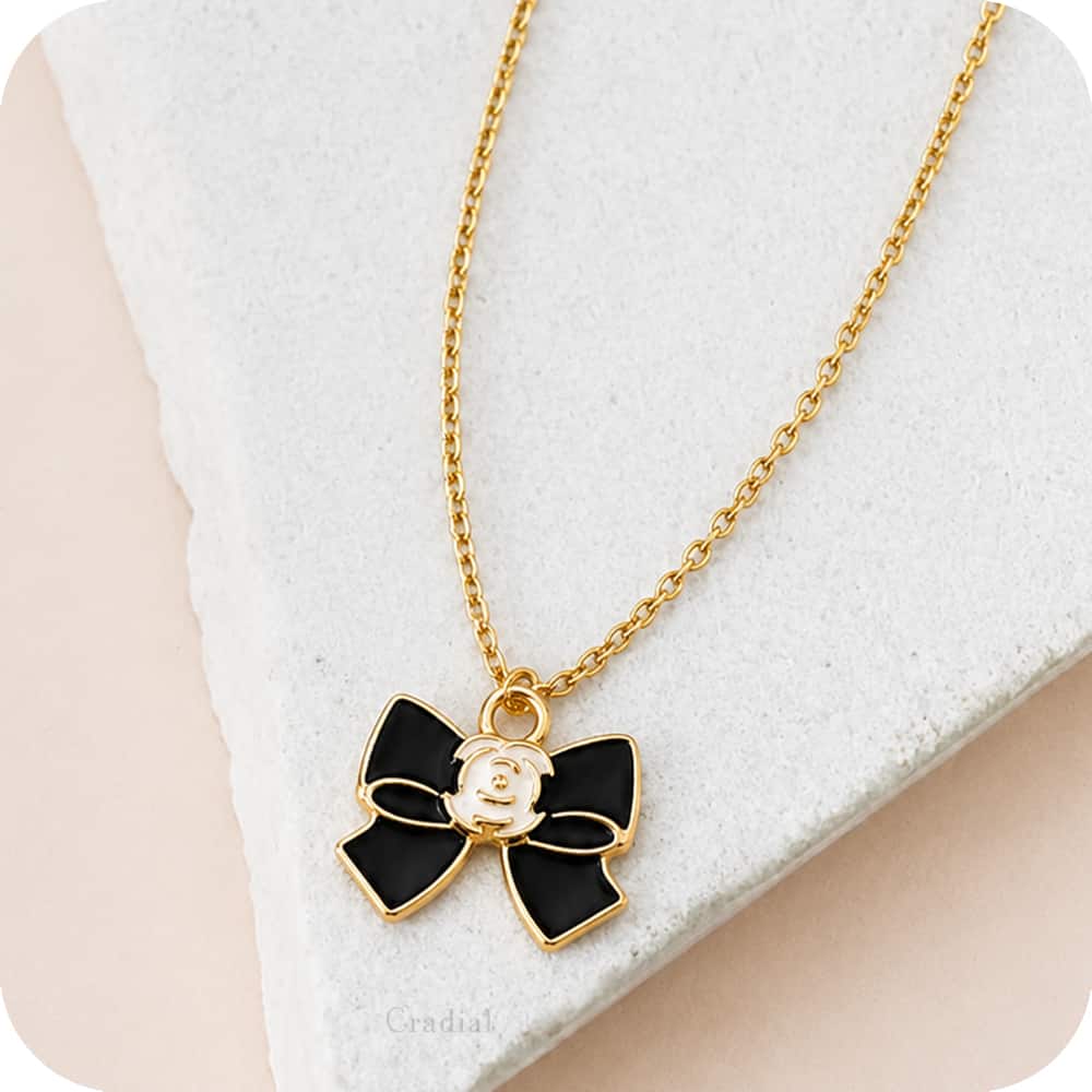Black Couture Bow Necklace