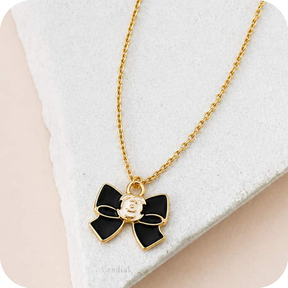 Black Couture Bow Necklace