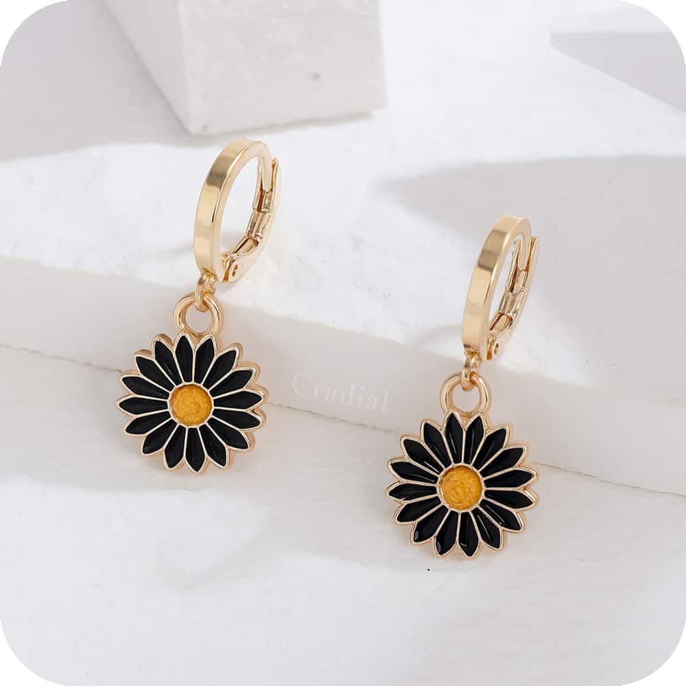 Black Daisy Earrings