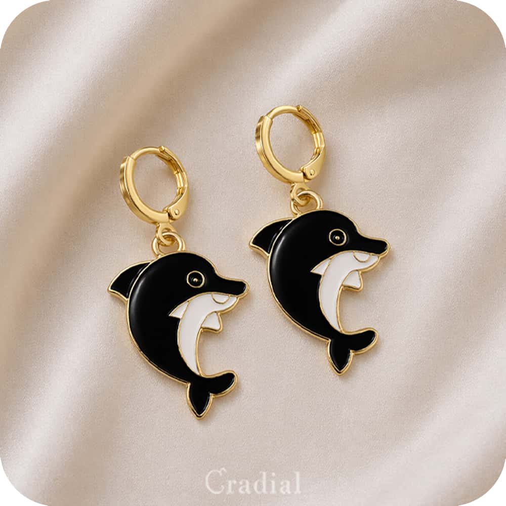 Black Dolphin Earrings