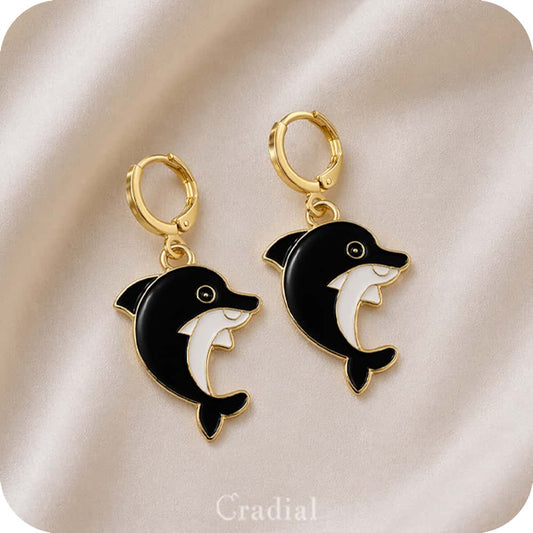 Black Dolphin Earrings