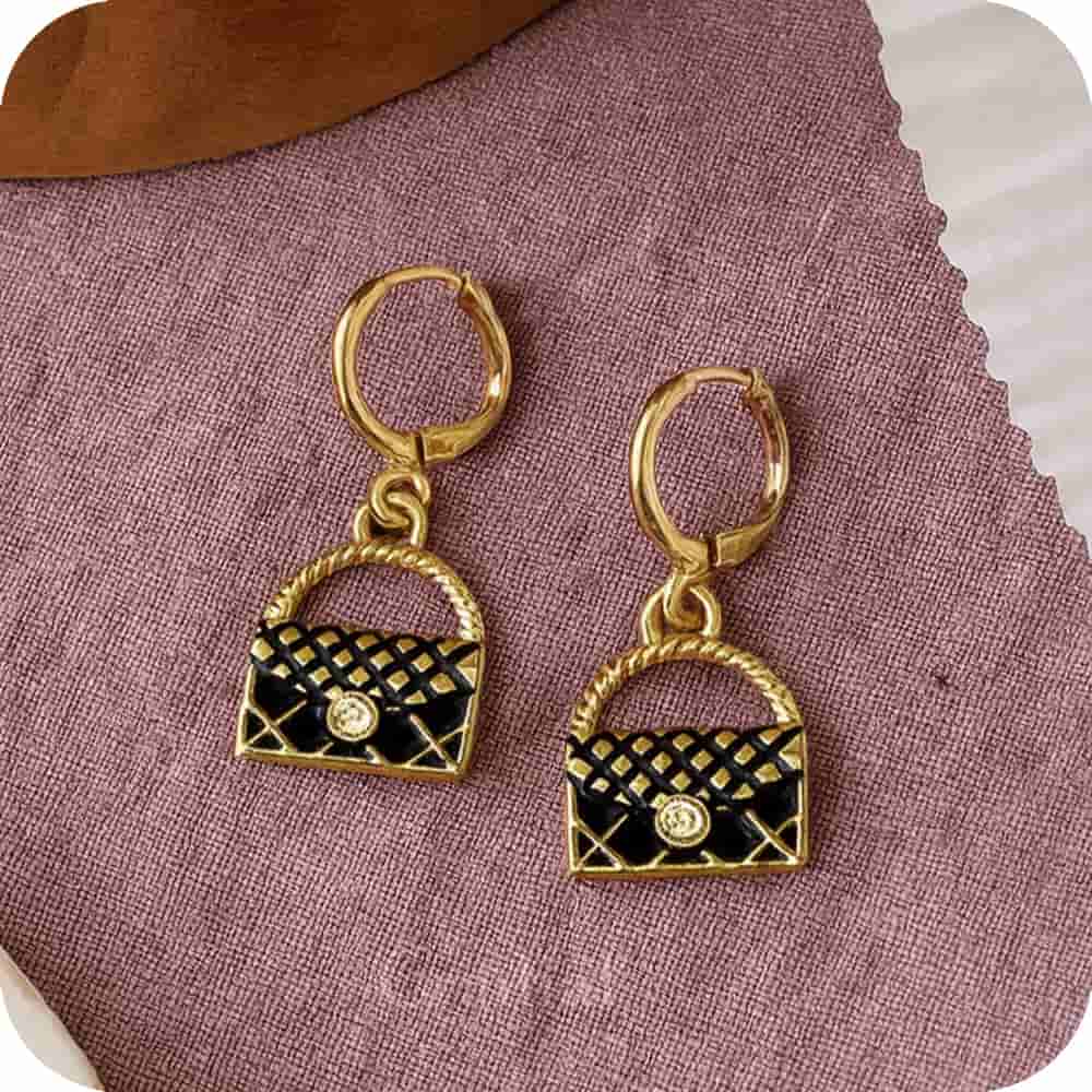 Black Handbag Earrings