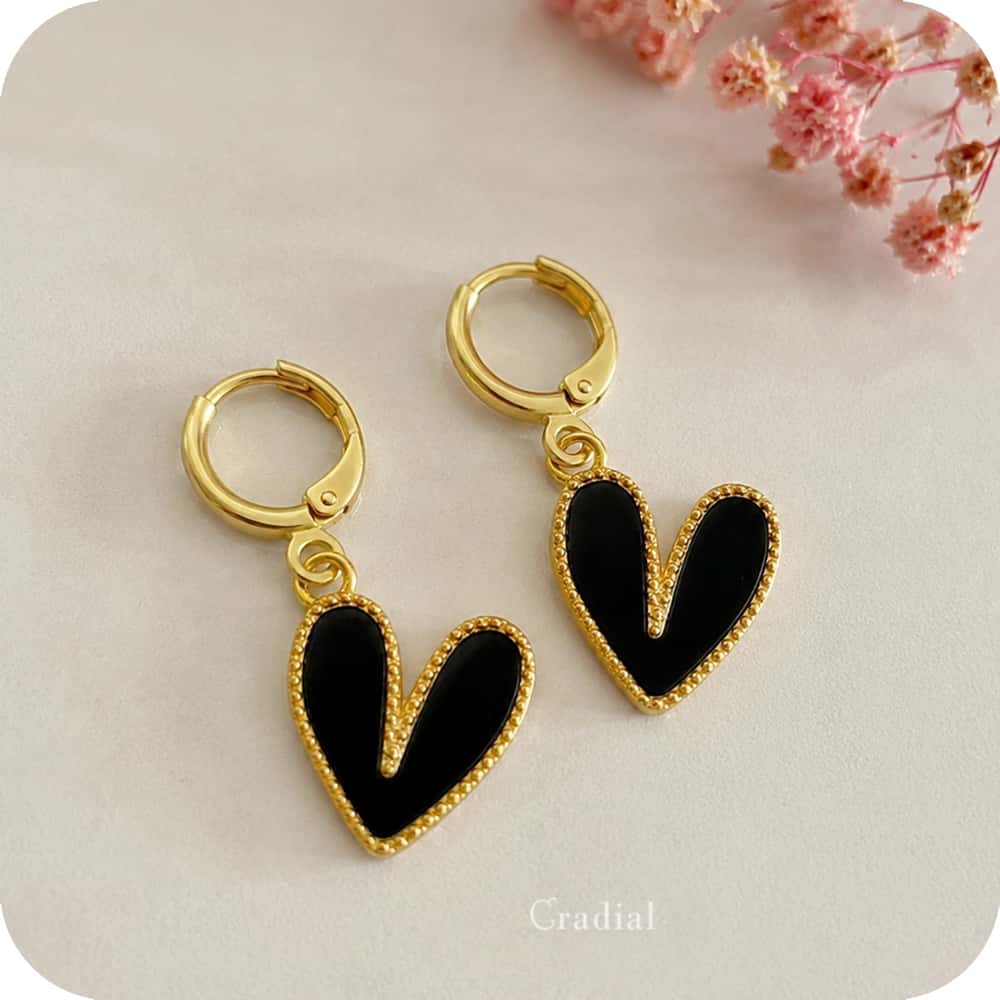 Black Heart Earrings