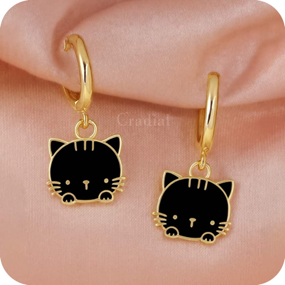 Black Purr Cat Earrings