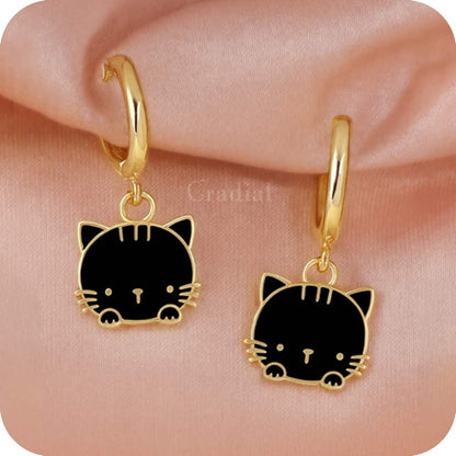 Black Purr Cat Earrings