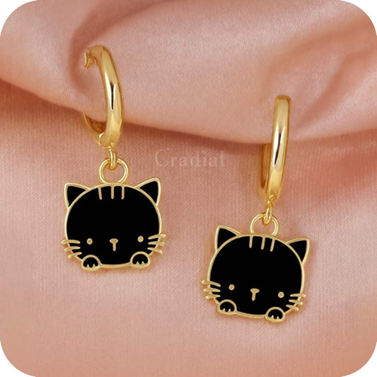 Black Purr Cat Earrings