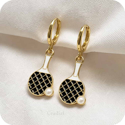 Black Racket Earrings