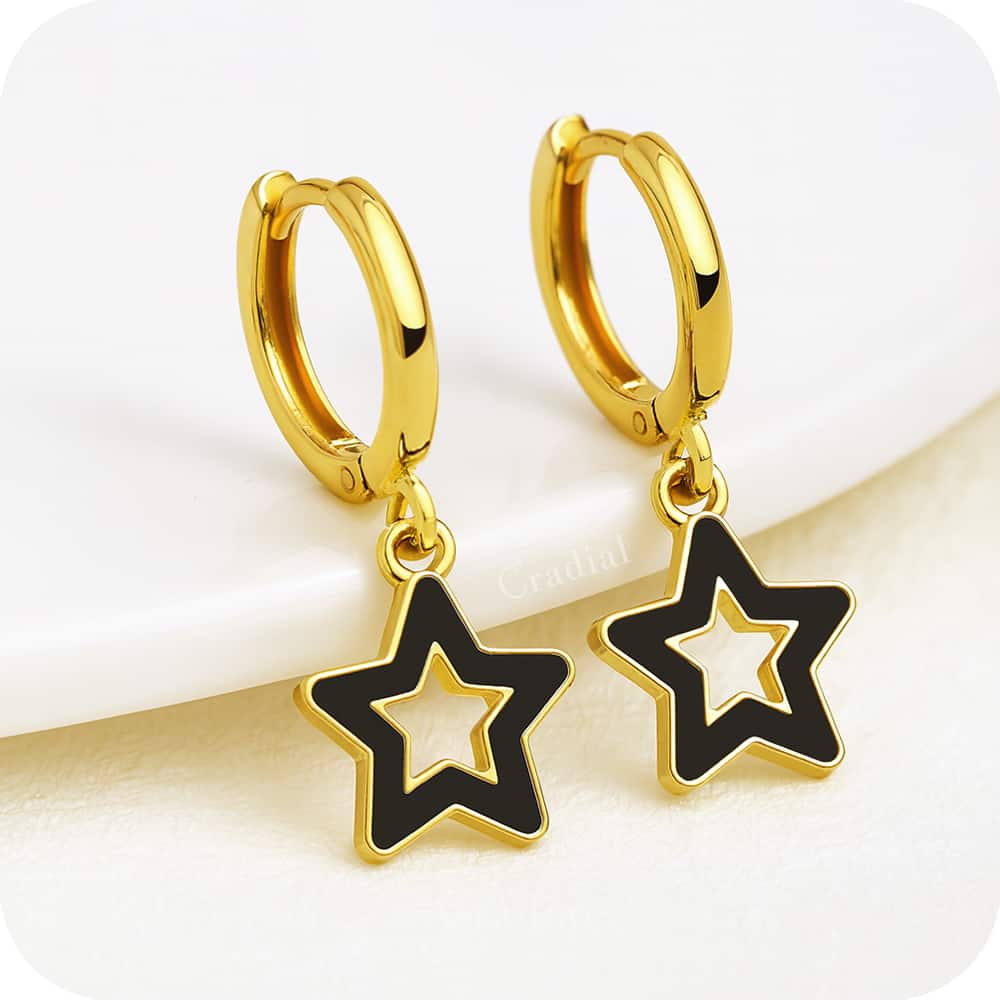 Black Star Earrings