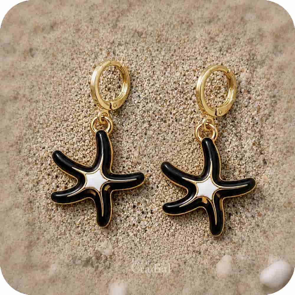 Black Star Fish Earrings