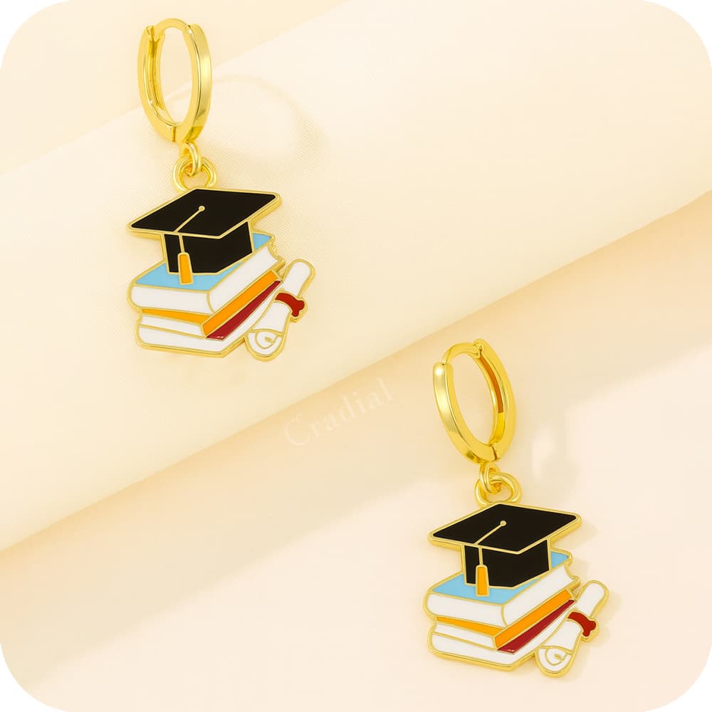 Blue Grad Cap Earrings