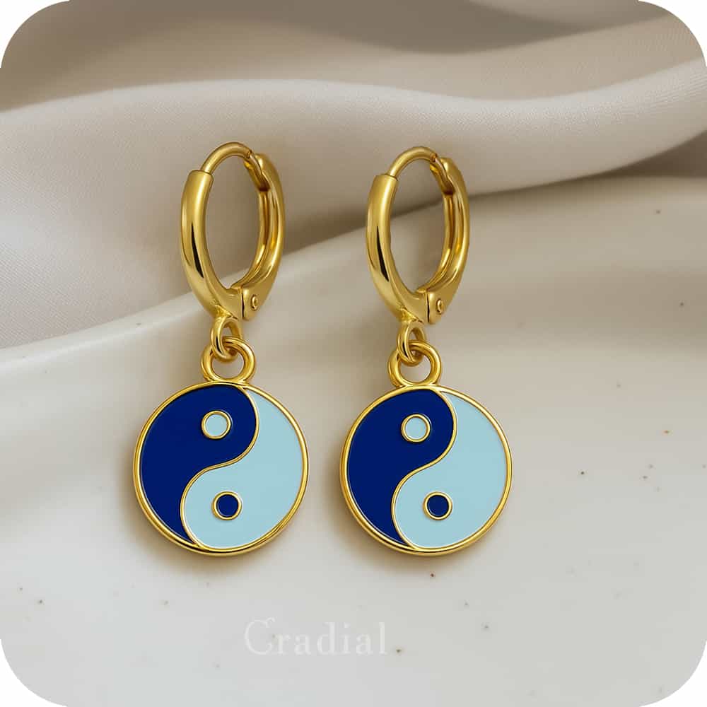 Blue Yin Yang Earrings