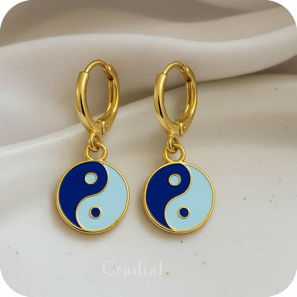 Blue Yin Yang Earrings