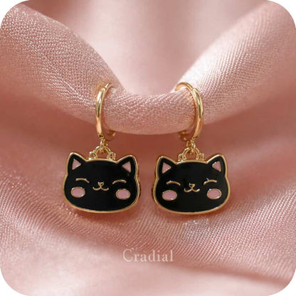 Blush Cat Black Earrings
