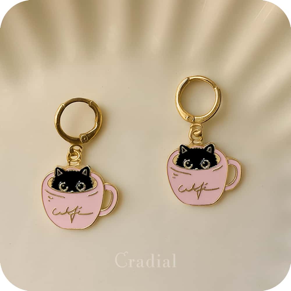 Cat In A Cup Earrings