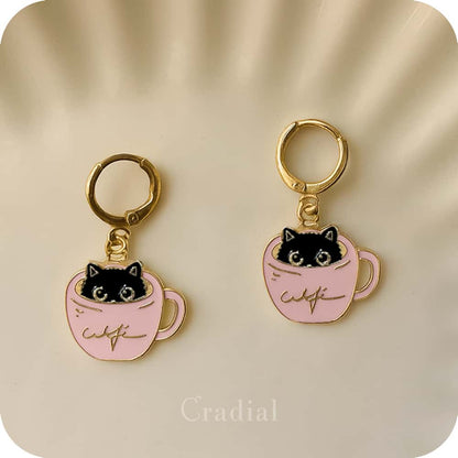 Cat In A Cup Earrings