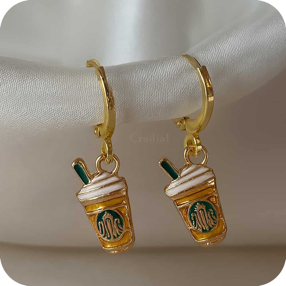 Coffee Cup Gold Earrings