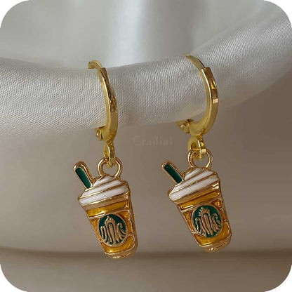 Coffee Cup Gold Earrings
