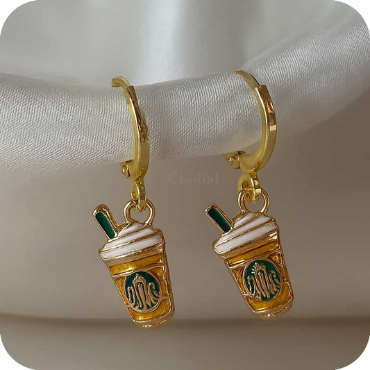 Coffee Cup Gold Earrings