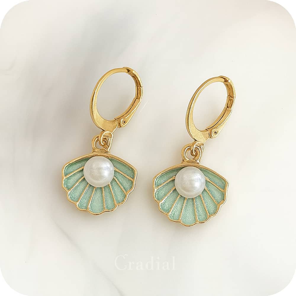 Green Shell Earrings