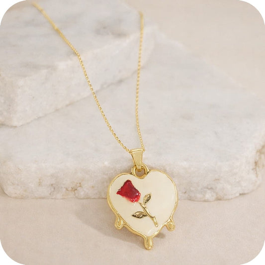 Heart Rose Necklace