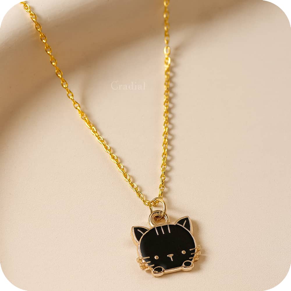 Black Purr Cat Necklace