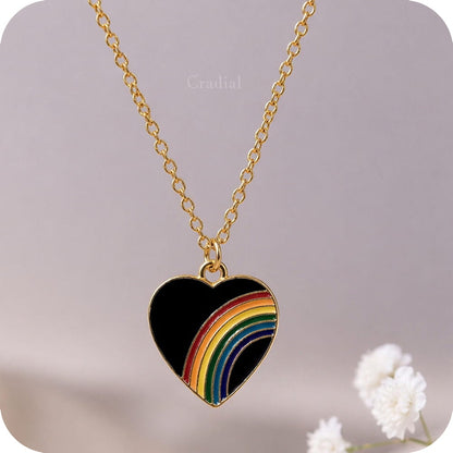 Black Rainbow Heart Necklace