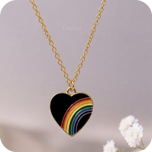 Black Rainbow Heart Necklace