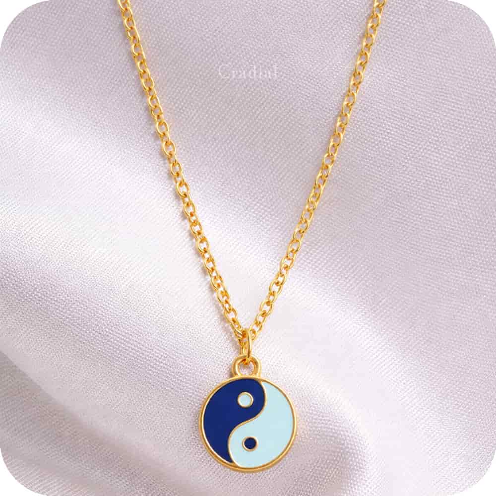 Blue Yin Yang Necklace