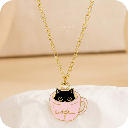 Cat In A Cup Necklace