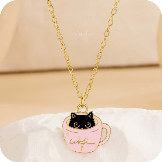 Cat In A Cup Necklace