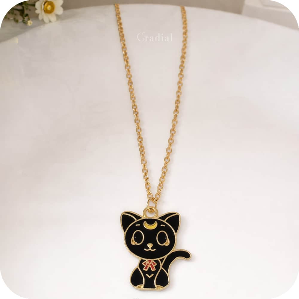 Black Cat Moon Necklace