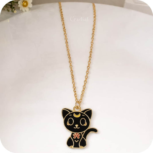 Black Cat Moon Necklace